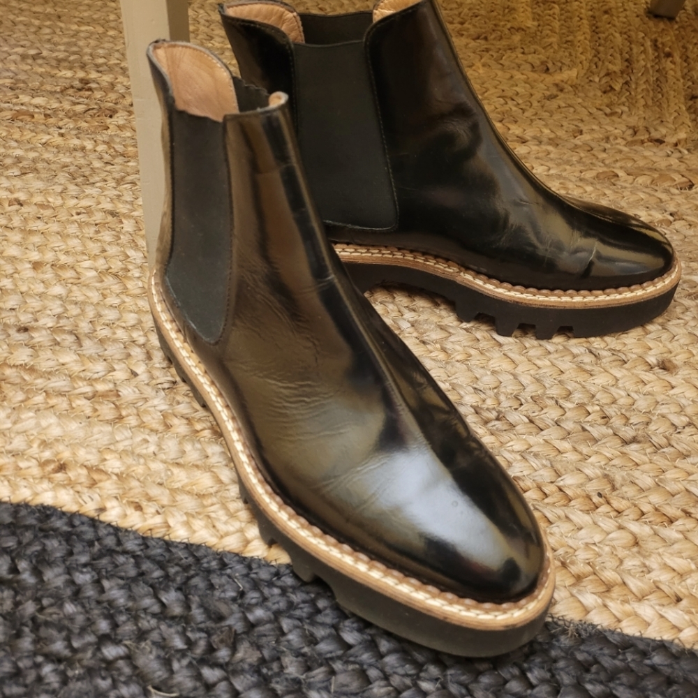 Fabio Rusconi Black Lug Sole Italian Leather Chelsea  Boots (Never Worn)